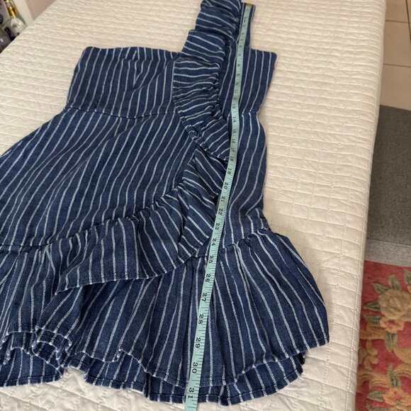 Alexis Konner one-shoulder striped mini dress in a blue and white linen blend, M - Picture 14 of 14